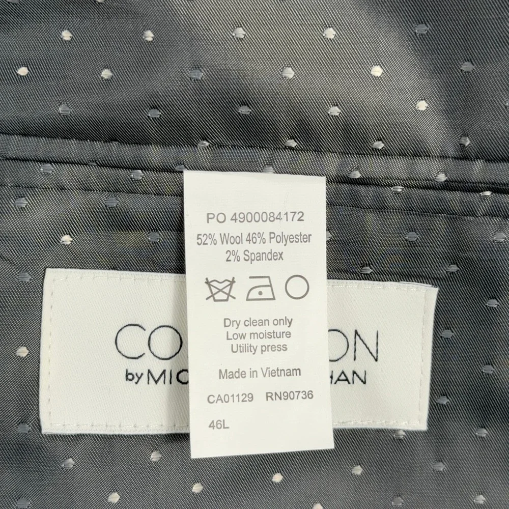 Collection by Michael Strahan Suit Jacket Grey Blue Glen Plaid‎ Wool Blend 46L